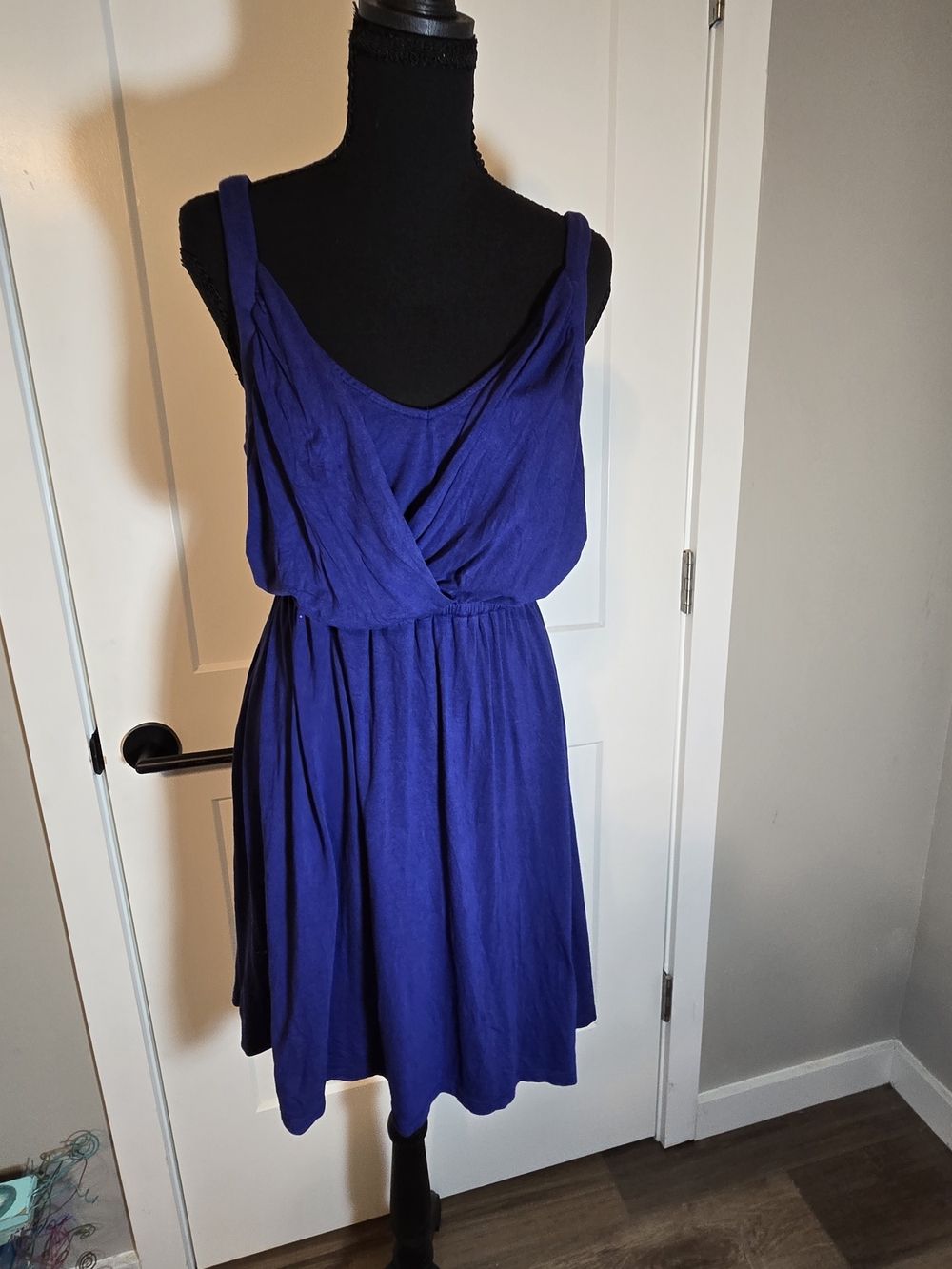LOFT Royal Blue Sleeveless Faux Wrap Jersey Dress S